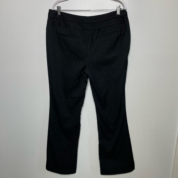 Maurices Bootcut Pants High Rise Flat Front Pinstripe Black 11 12 R Academia - Picture 2 of 14